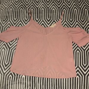Light pink off the shoulder blouse